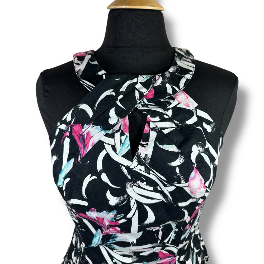Women’s Black Halter Floral Print Top - Pink Accent - Picture 3 of 11